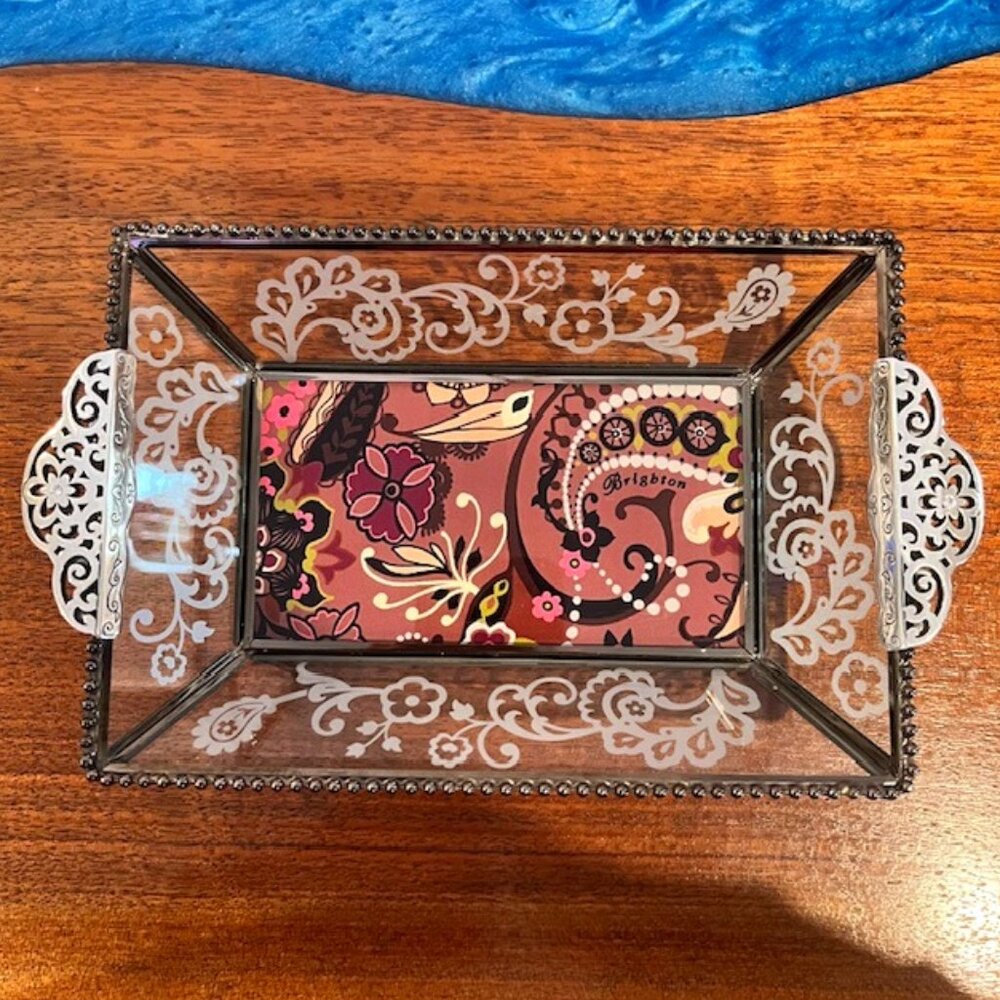 Brighton Glass Paisley Jewelry Trinket Dish Tray